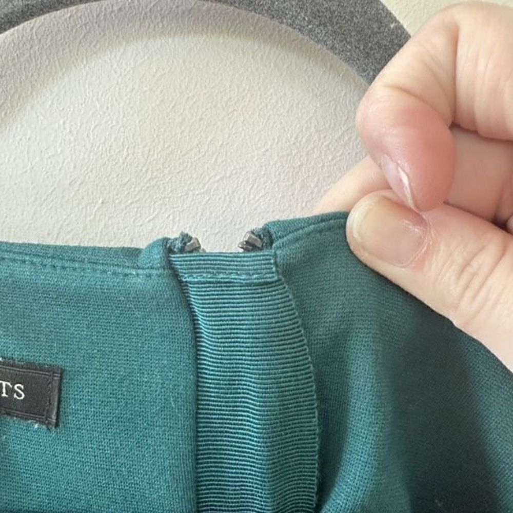 Talbots Women's Teal Knit Dress 3/4 Sleeve Career Exposed Zipper Size 10 - Picture 3 of 7